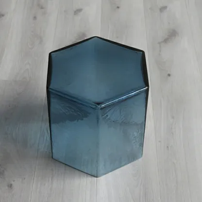 Modern Glass Hexagon End Table with Colorful for Living Room Image - 13
