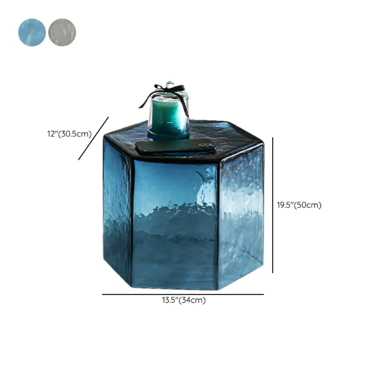 Modern Glass Hexagon End Table with Colorful for Living Room #size