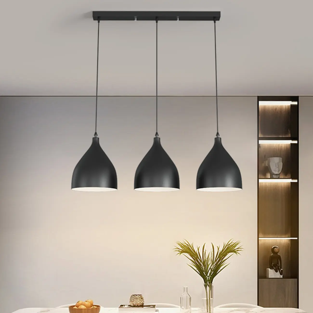 3-Light Modern Metal White Cone Island Light for Kitchen Image - 2 | homeyfad