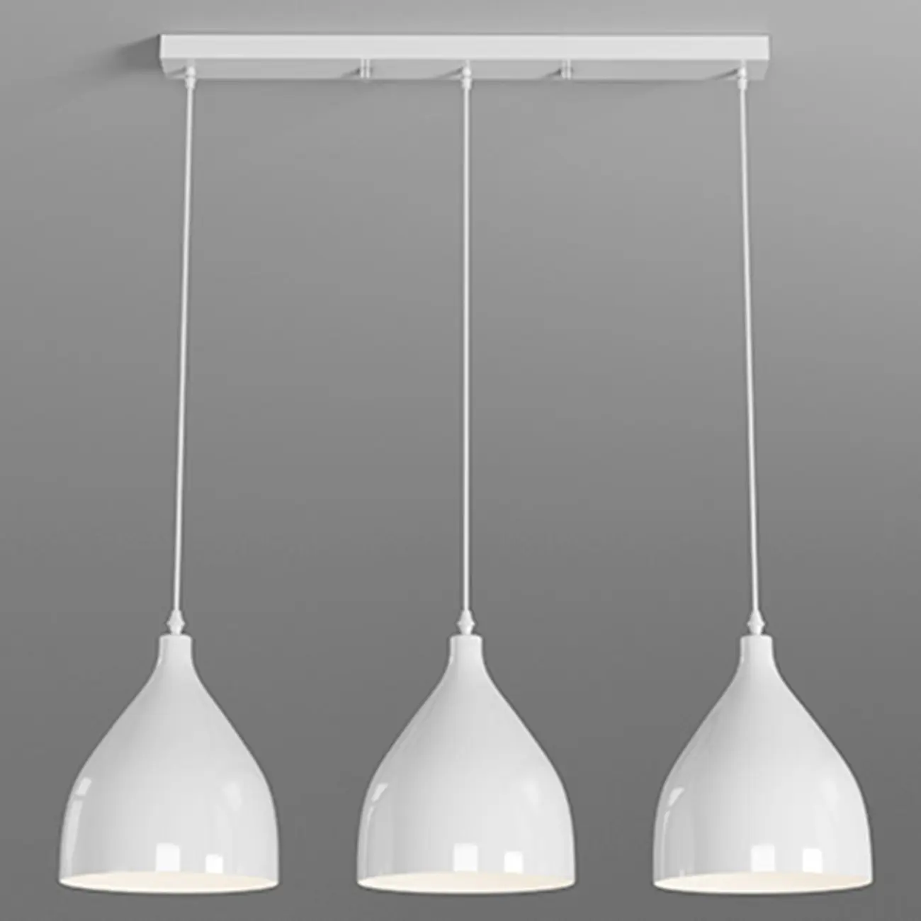 3-Light Modern Metal White Cone Island Light for Kitchen Image - 7 | homeyfad