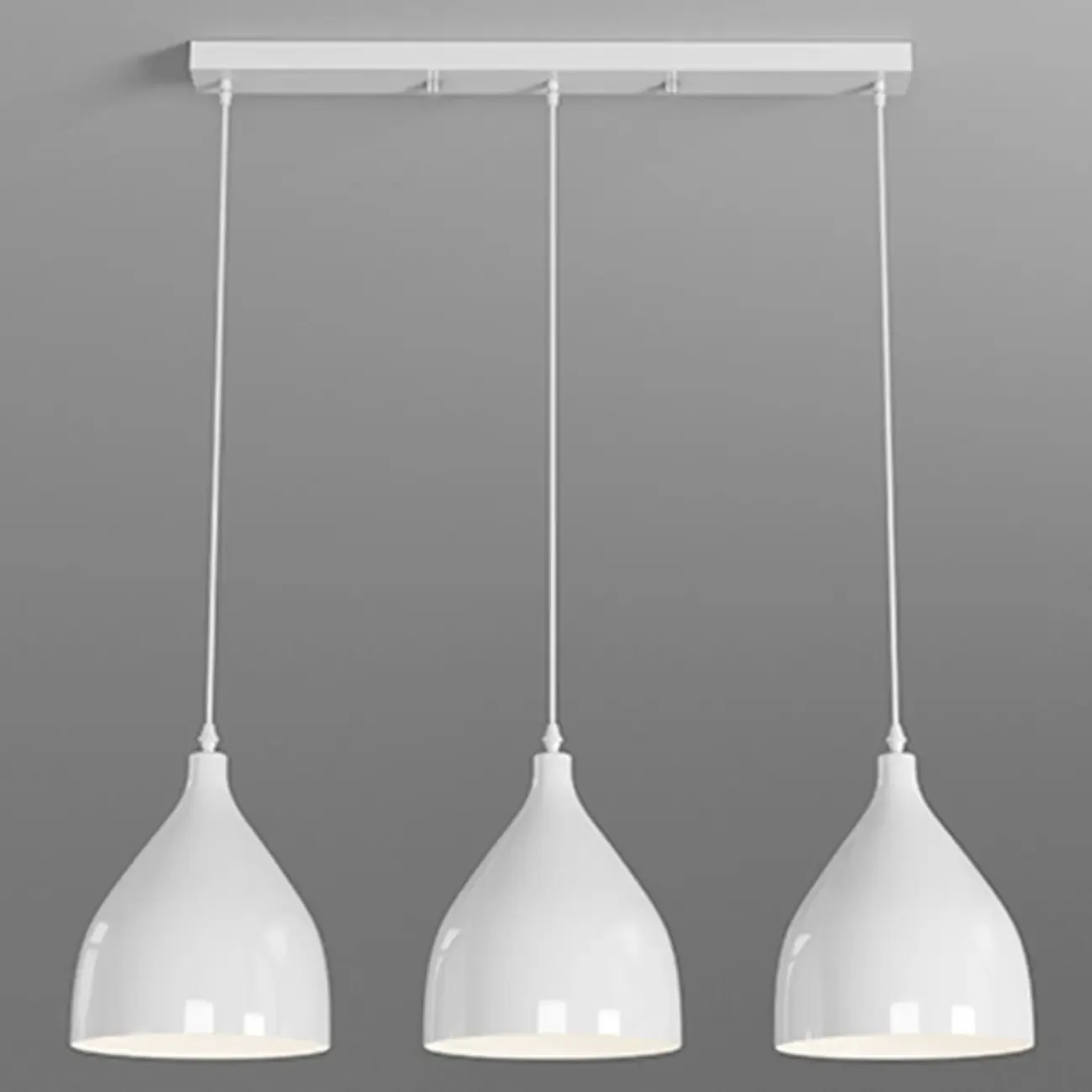 3-Light Modern Metal White Cone Island Light for Kitchen Image - 7