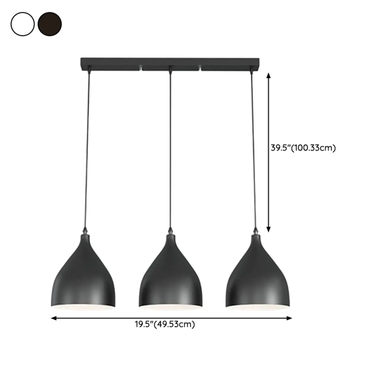 3-Light Modern Metal White Cone Island Light for Kitchen #size | homeyfad