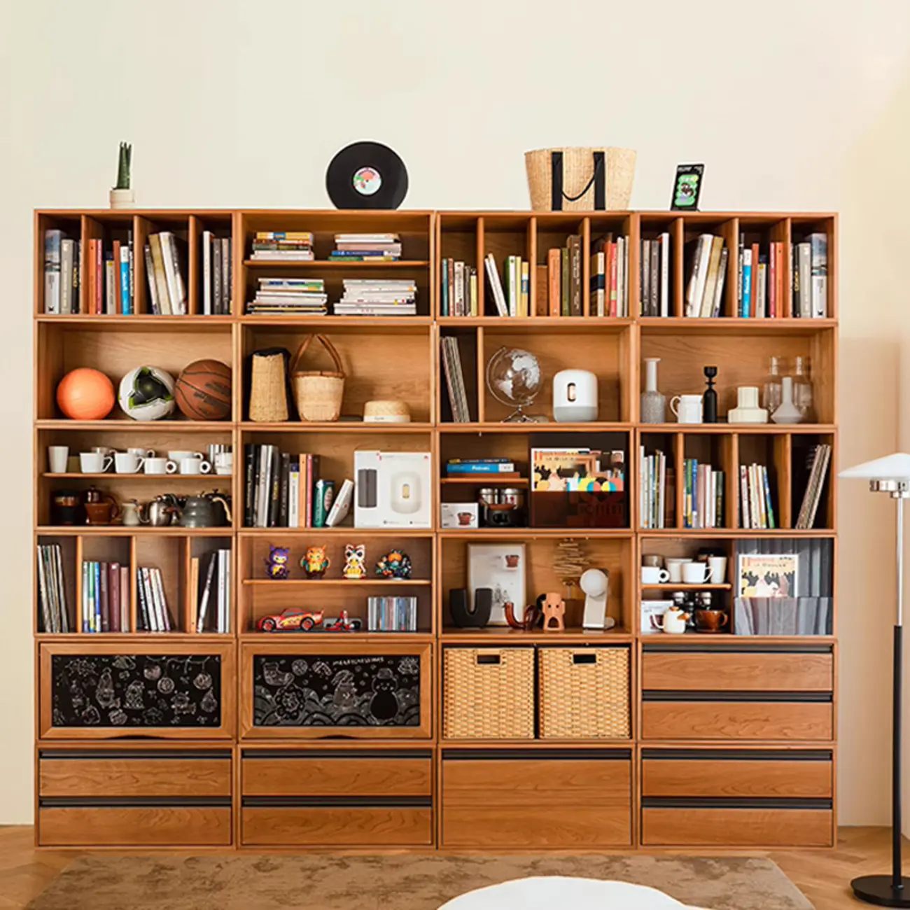 Scandinavian Cherry Wood Storage Display Bookcase Image - 1 | homeyfad