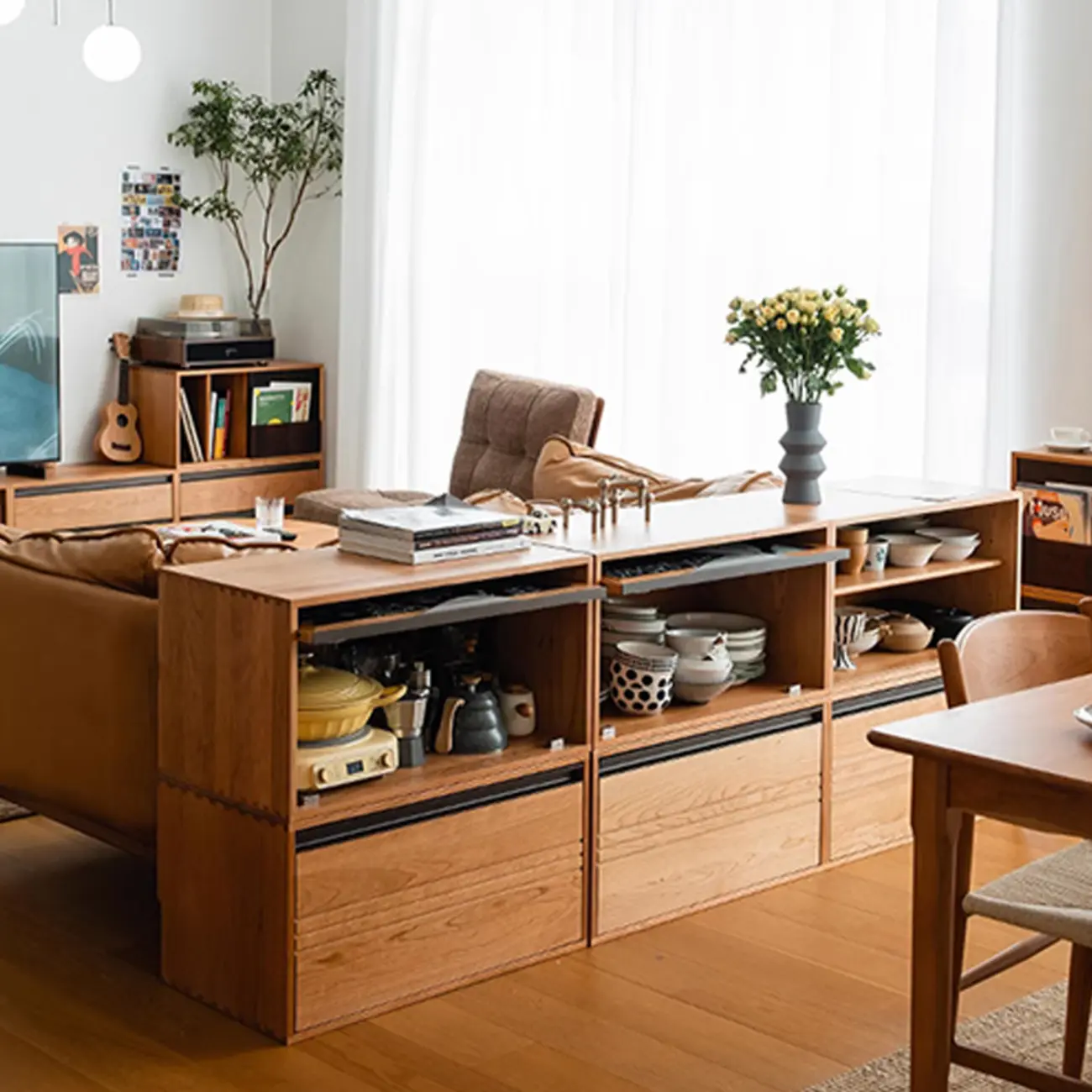 Scandinavian Cherry Wood Storage Display Bookcase Image - 2 | homeyfad