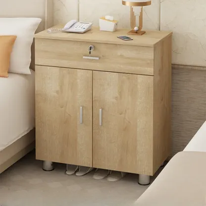 Modern Wooden Filing Cabinet with Drawers & Shelves for Office Image - 4
