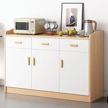 Modern Wooden Filing Cabinet with Drawers & Shelves for Office Image - 3