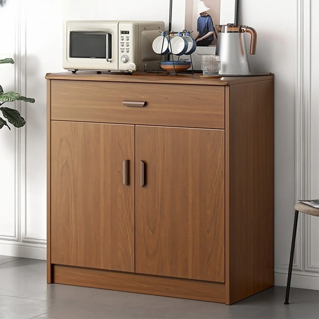 Modern Wooden Filing Cabinet with Drawers & Shelves for Office Image - 6 | homeyfad