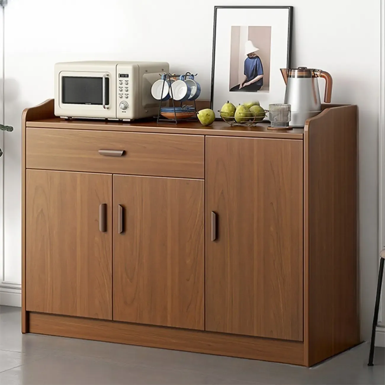Modern Wooden Filing Cabinet with Drawers & Shelves for Office Image - 13