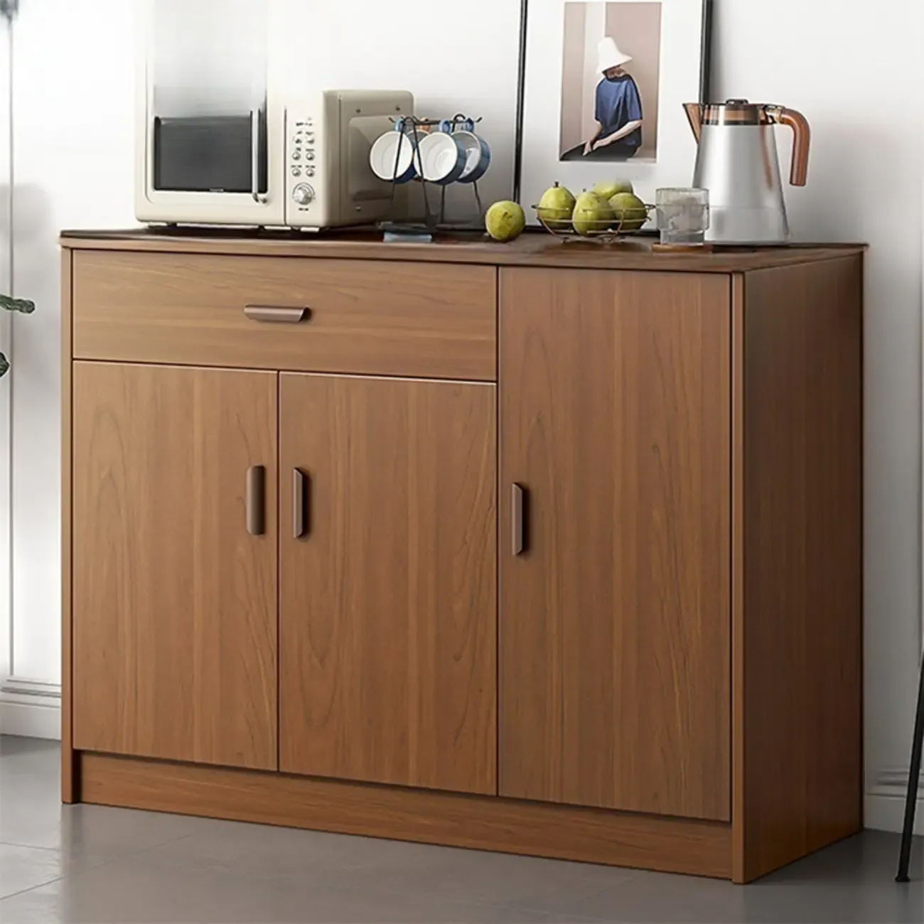 Modern Wooden Filing Cabinet with Drawers & Shelves for Office Image - 15