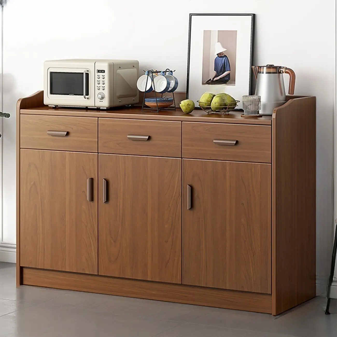 Modern Wooden Filing Cabinet with Drawers & Shelves for Office Image - 16 | homeyfad