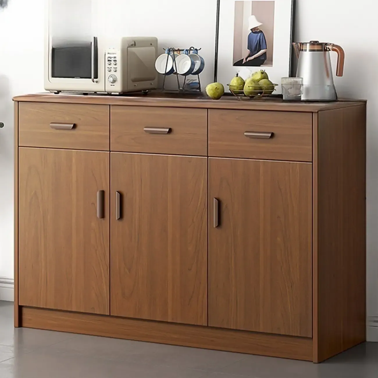 Modern Wooden Filing Cabinet with Drawers & Shelves for Office Image - 18