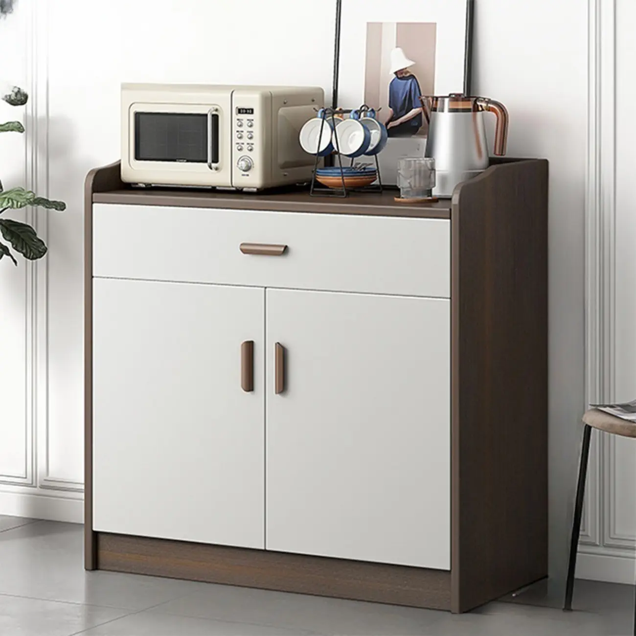 Modern Wooden Filing Cabinet with Drawers & Shelves for Office Image - 19 | homeyfad