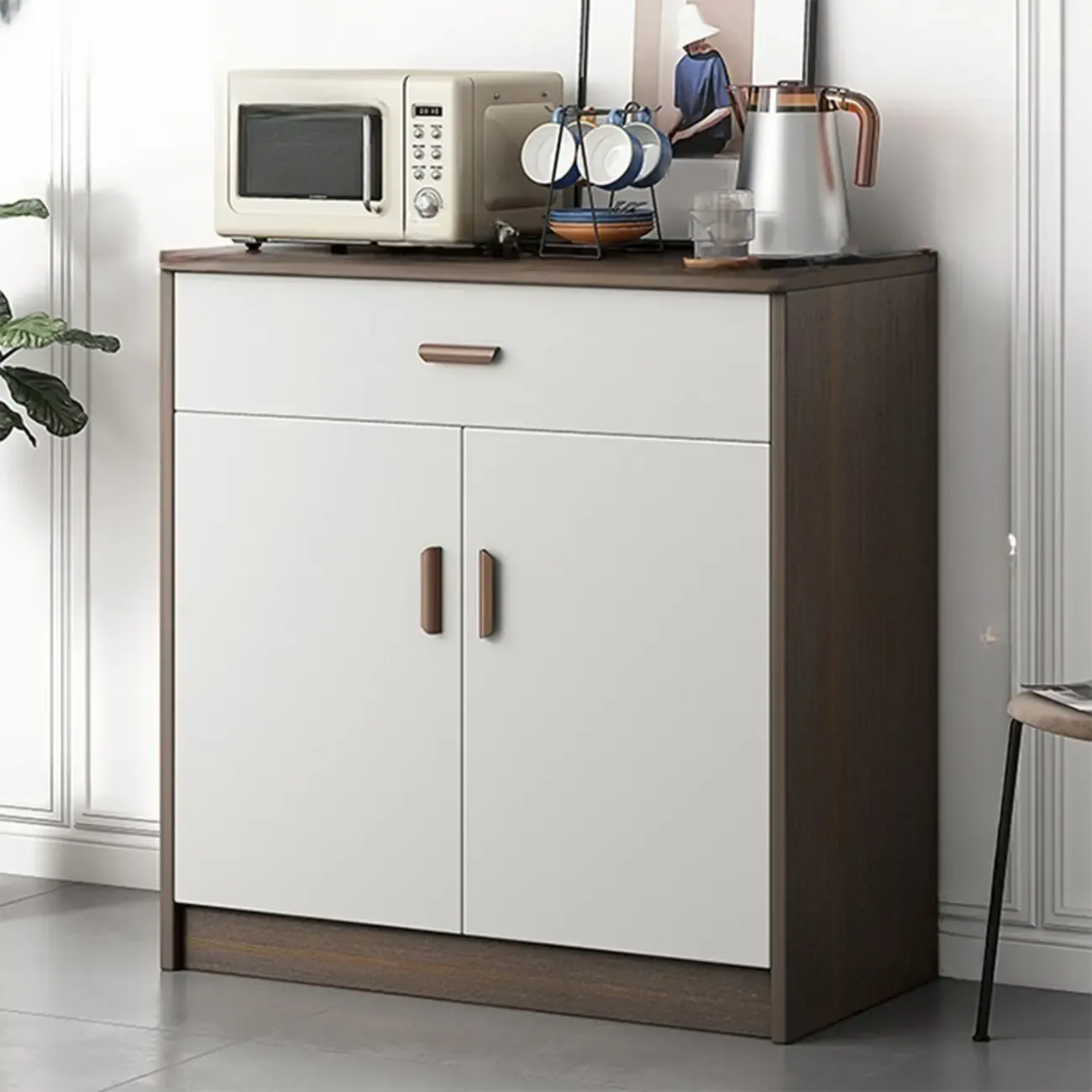 Modern Wooden Filing Cabinet with Drawers & Shelves for Office Image - 20