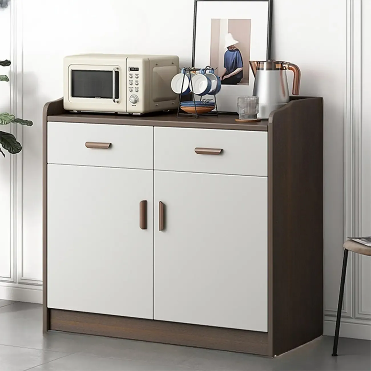 Modern Wooden Filing Cabinet with Drawers & Shelves for Office Image - 21