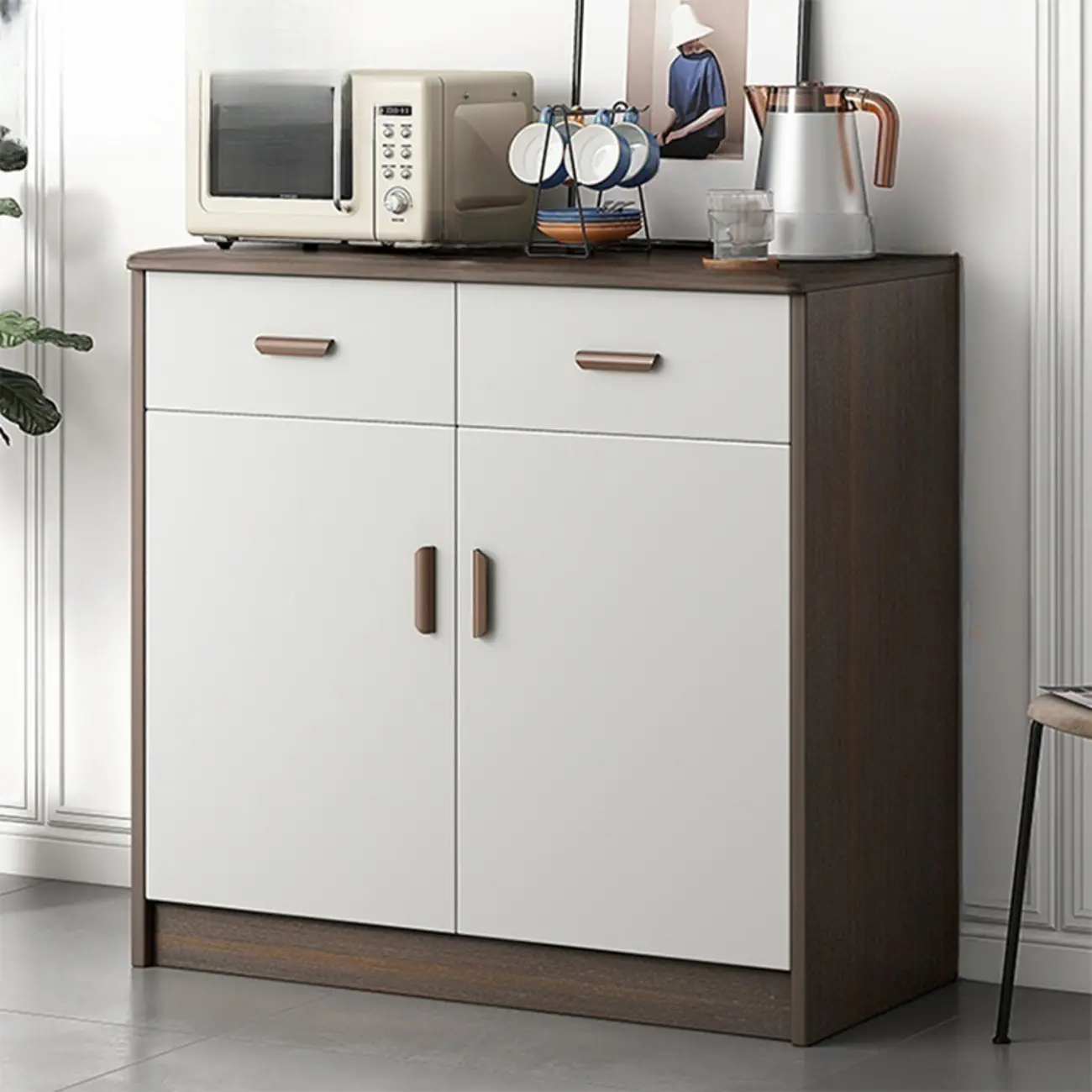 Modern Wooden Filing Cabinet with Drawers & Shelves for Office Image - 22 | homeyfad
