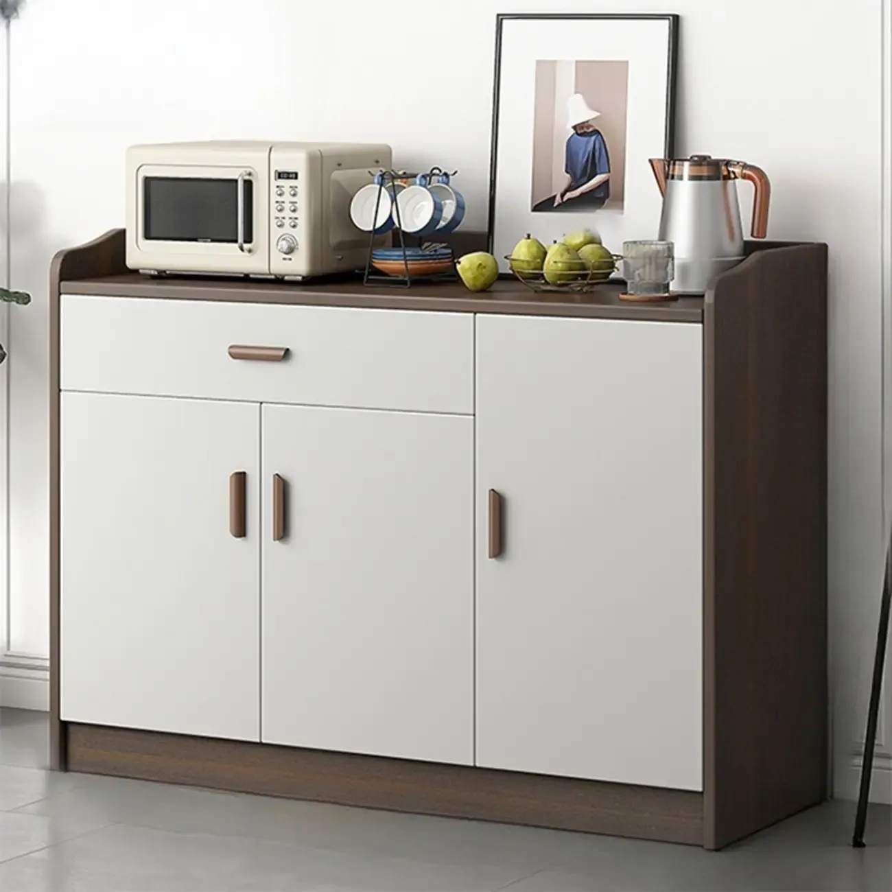 Modern Wooden Filing Cabinet with Drawers & Shelves for Office Image - 23