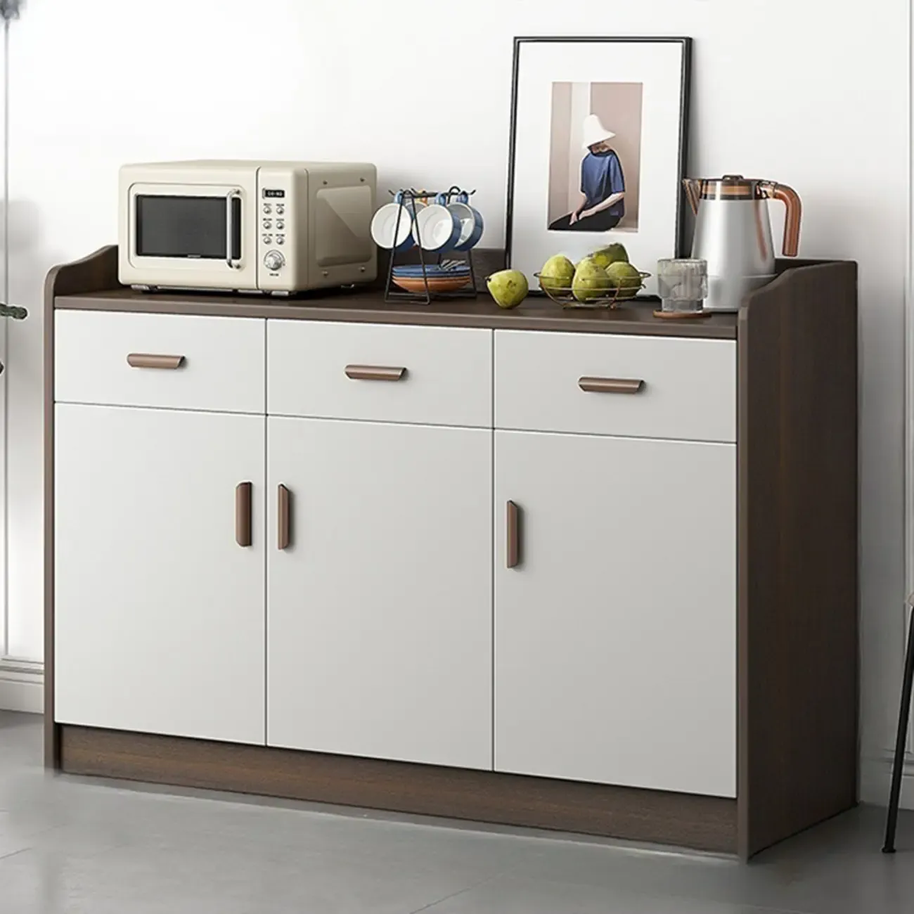 Modern Wooden Filing Cabinet with Drawers & Shelves for Office Image - 25