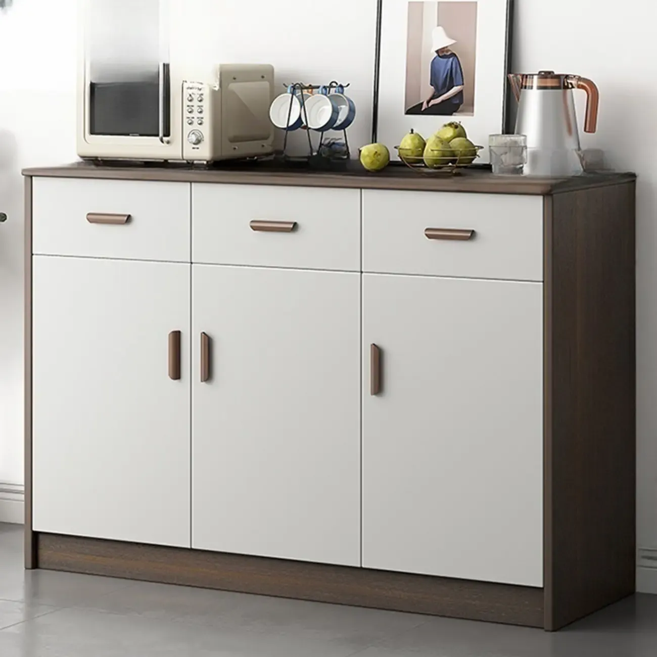 Modern Wooden Filing Cabinet with Drawers & Shelves for Office Image - 26