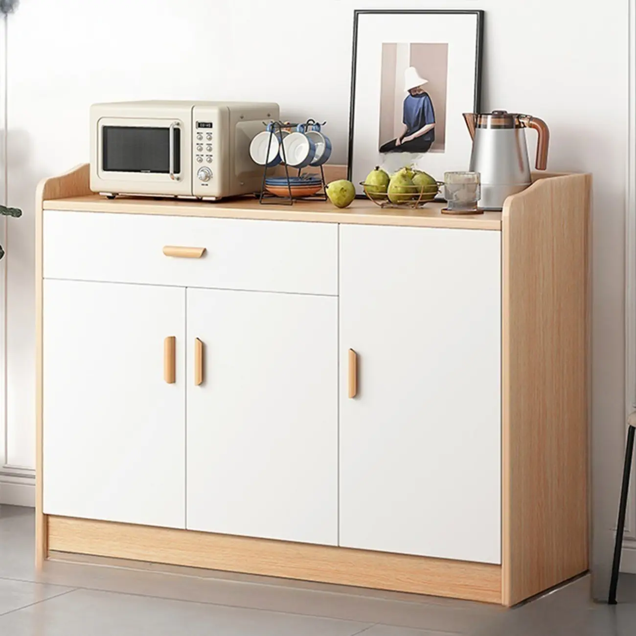 Modern Wooden Filing Cabinet with Drawers & Shelves for Office Image - 2 | homeyfad