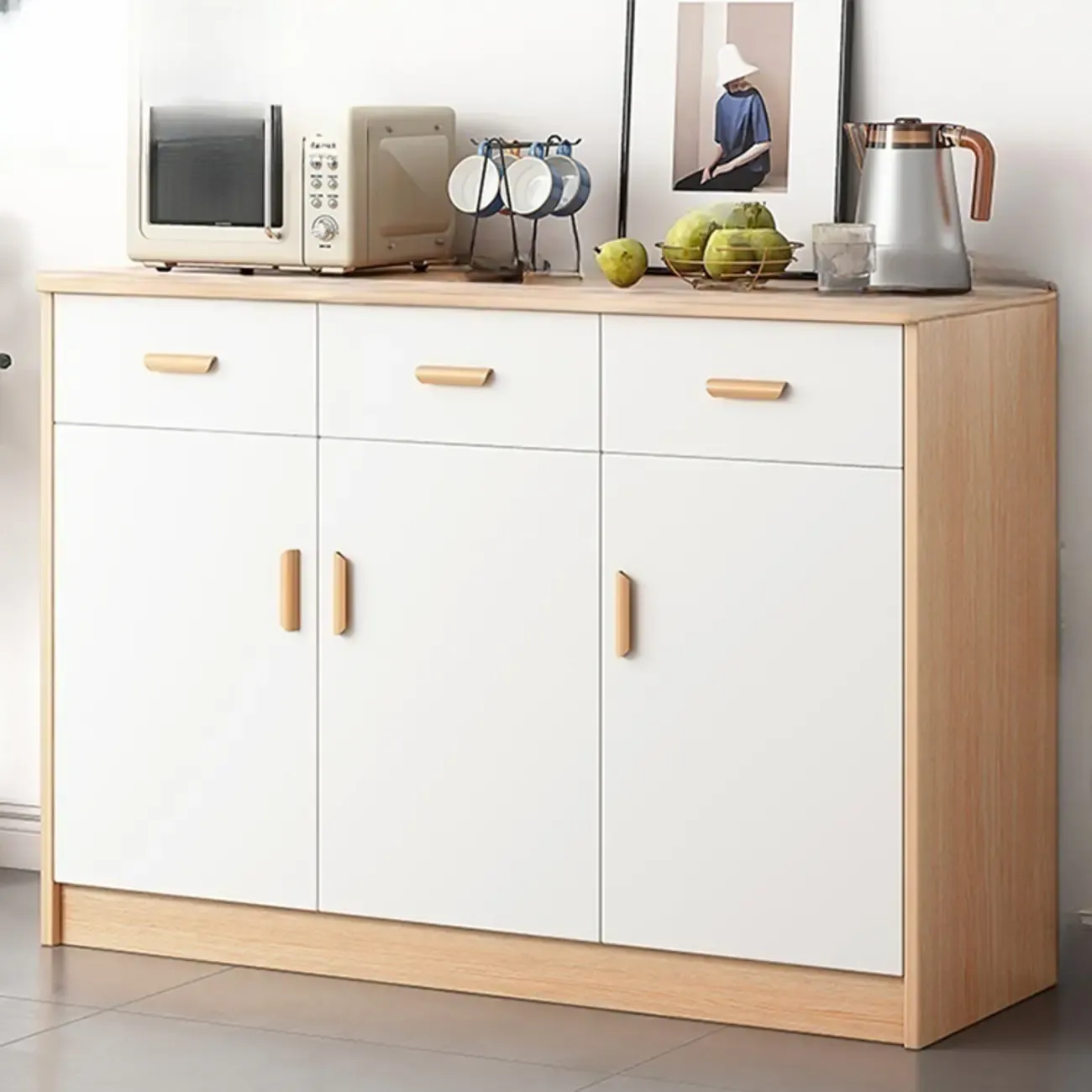 Modern Wooden Filing Cabinet with Drawers & Shelves for Office Image - 33