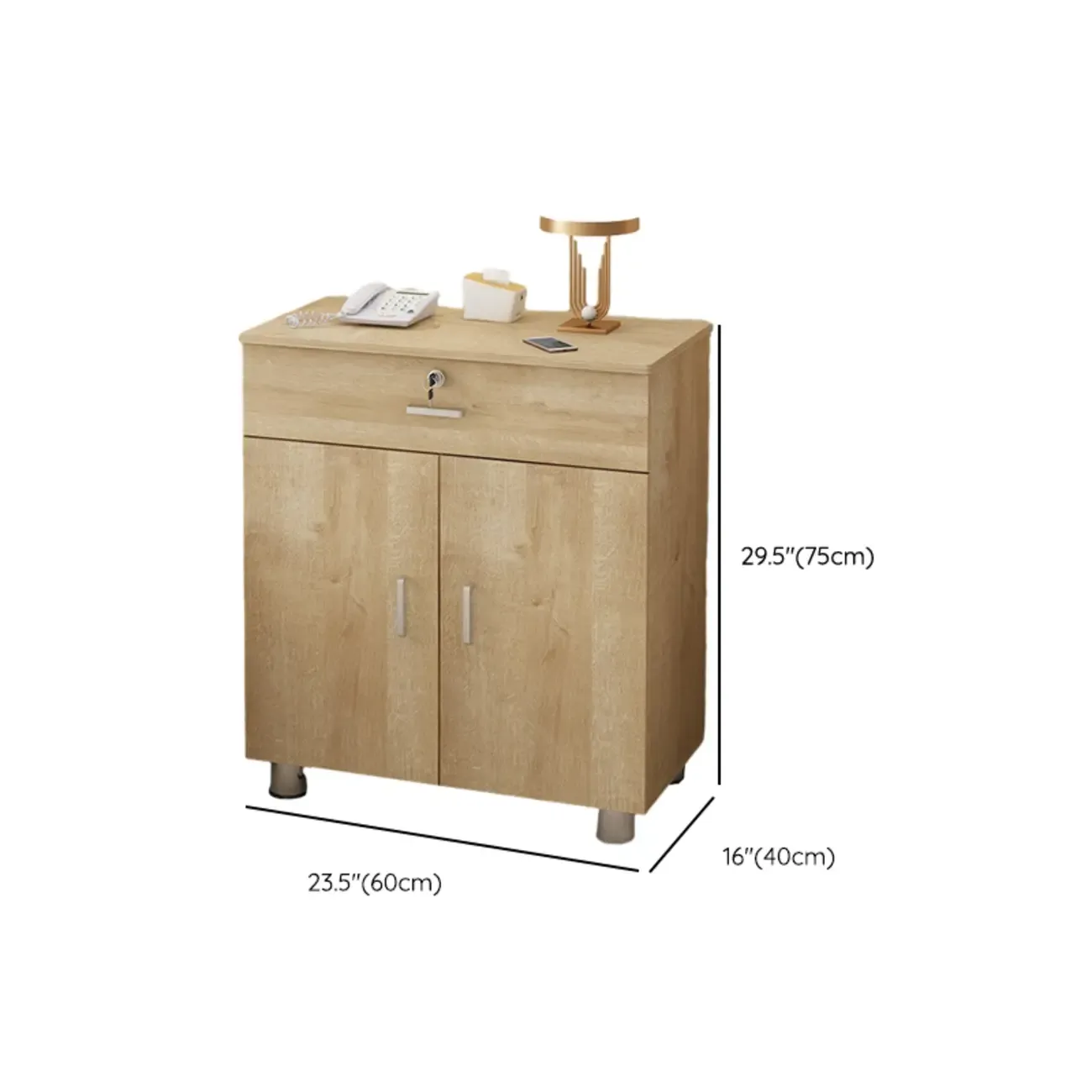 Modern Wooden Filing Cabinet with Drawers & Shelves for Office Image - 42