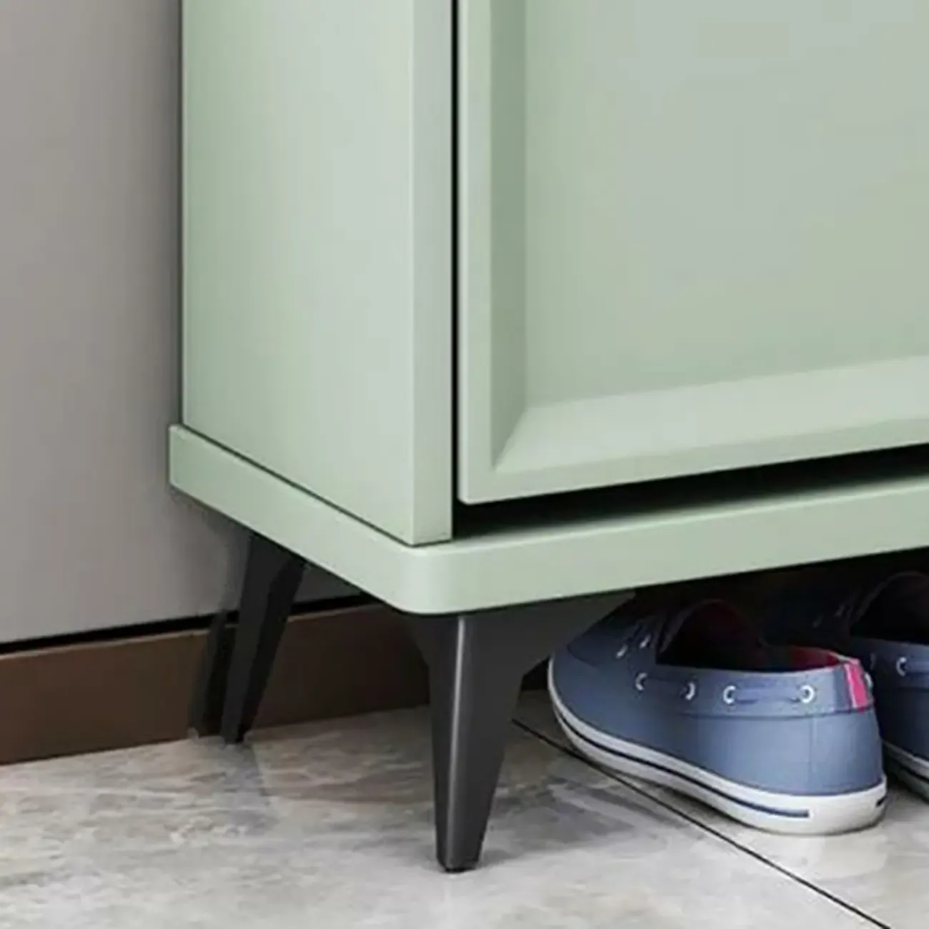 Contemporary Green Wood Shoe Cabinet for Entryway Image - 12