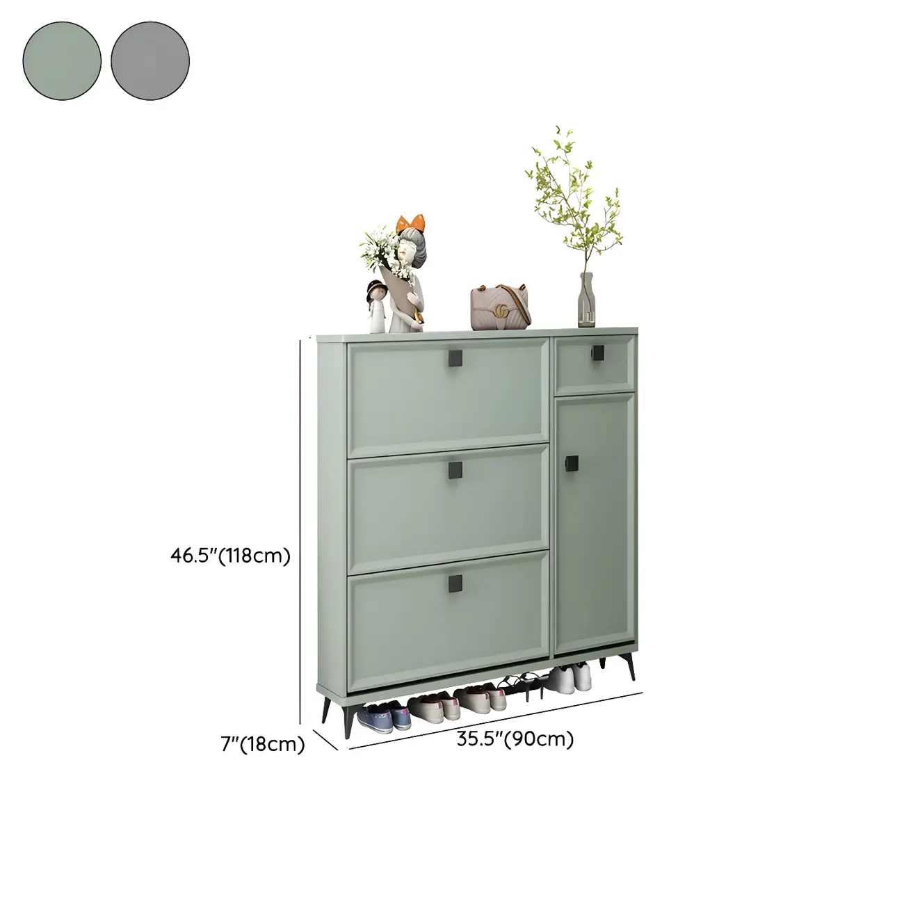 Contemporary Green Wood Shoe Cabinet for Entryway Image - 20 | homeyfad
