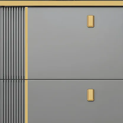 Large Entryway Grey Wooden Shoe Storage with Gold Trim Image - 15