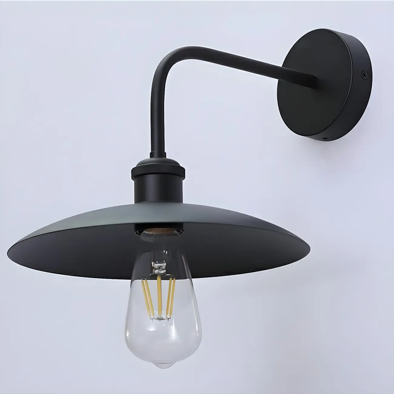 Industrial Black Metal Wall Light with LED for Outdoors Image - 8 | homeyfad