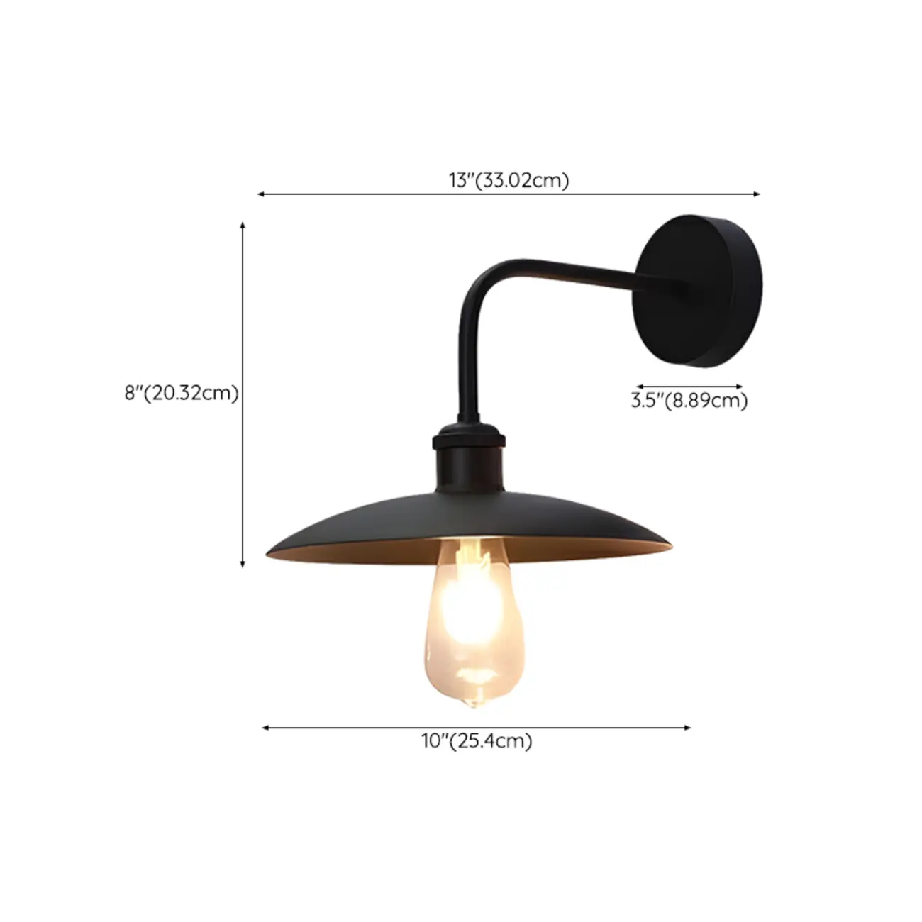 Industrial Black Metal Wall Light with LED for Outdoors #size | homeyfad
