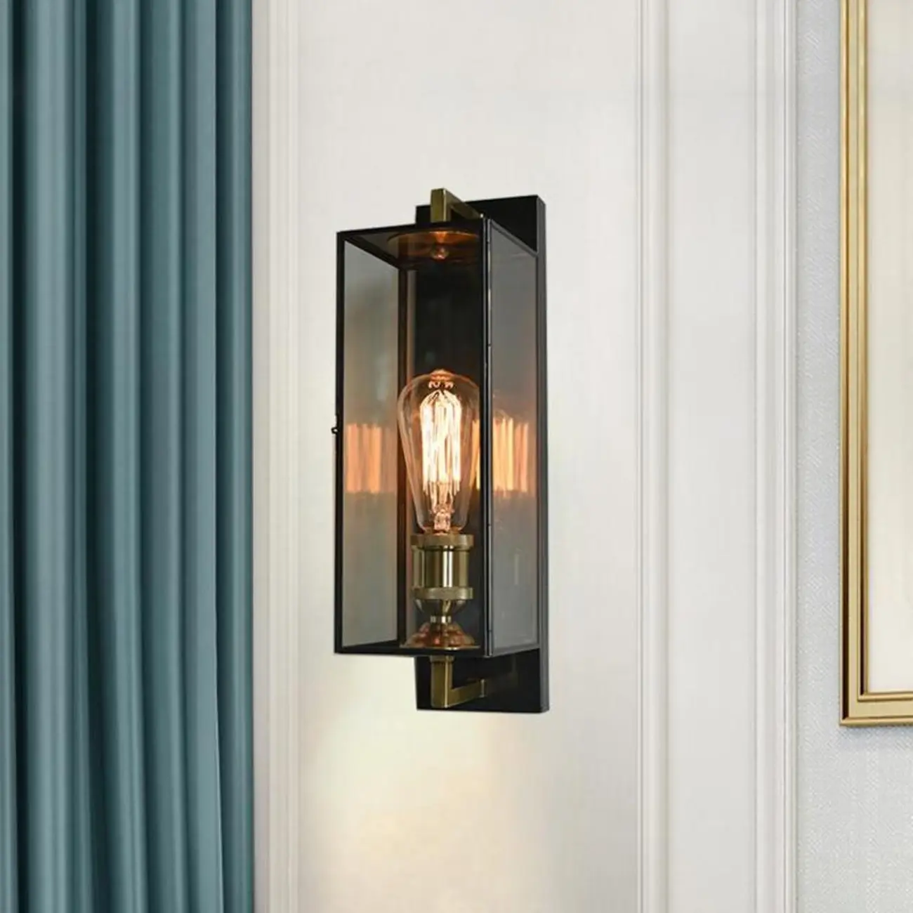 Gold Glass Small Black Modern Geometric LED Wall Sconce | homeyfad
