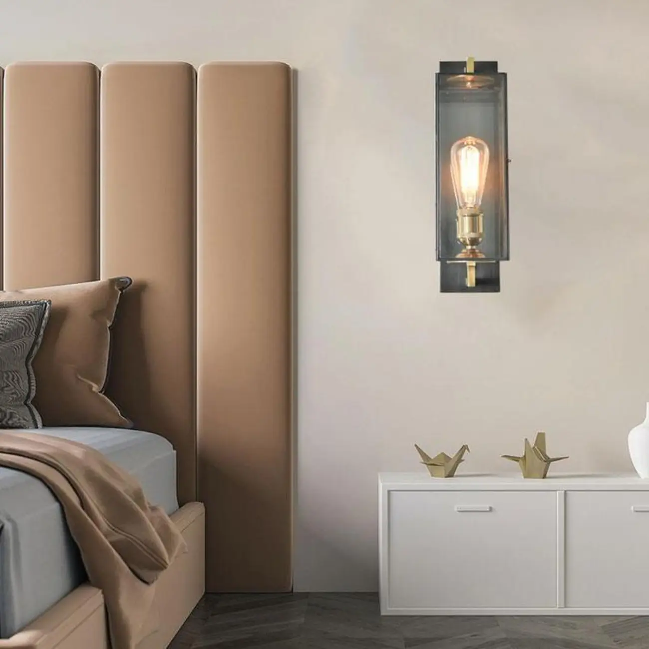 Gold Glass Small Black Modern Geometric LED Wall Sconce | homeyfad