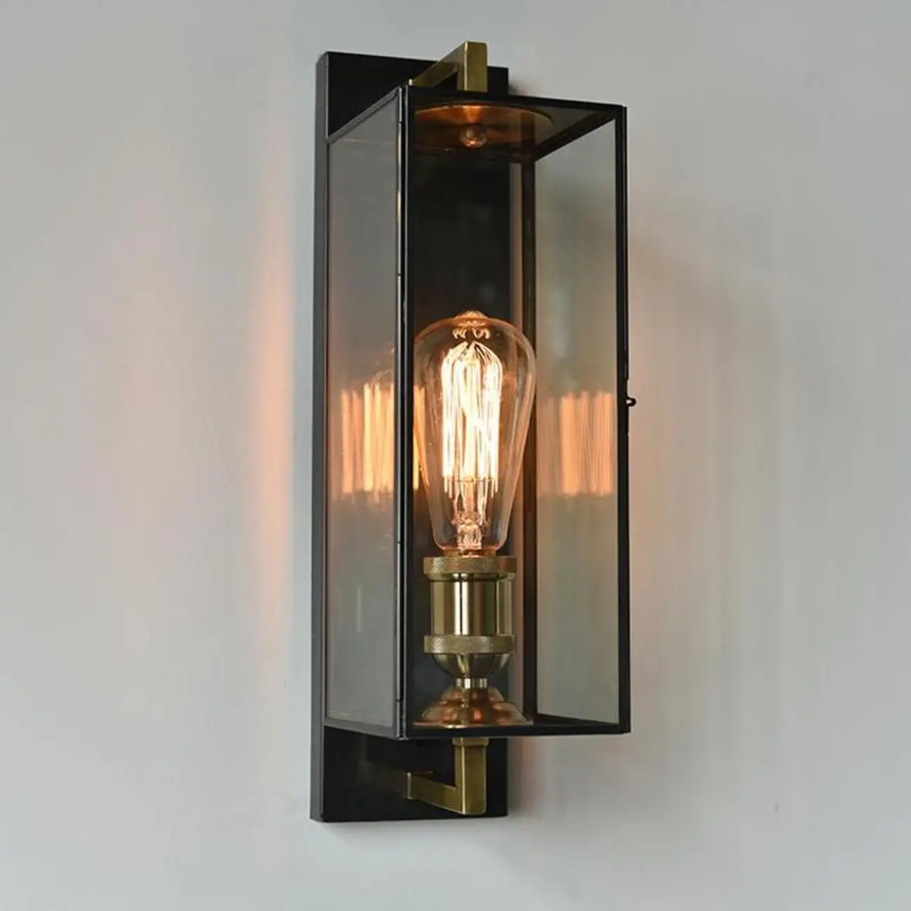Gold Glass Small Black Modern Geometric LED Wall Sconce | homeyfad