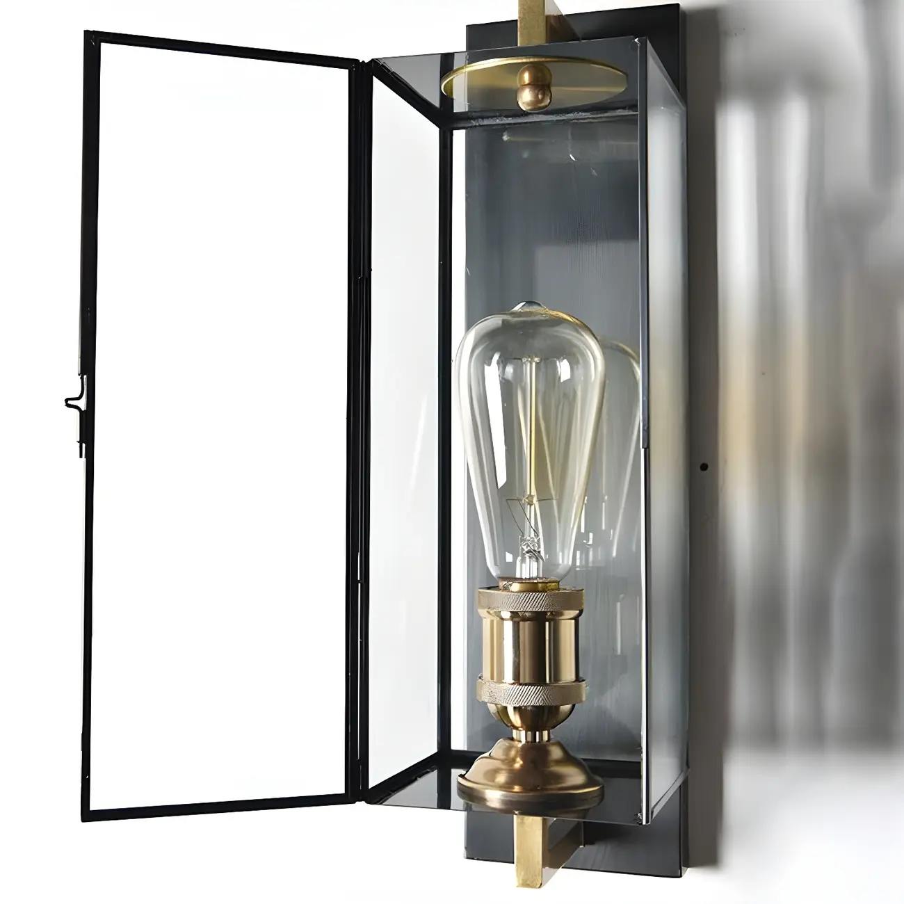 Gold Glass Small Black Modern Geometric LED Wall Sconce | homeyfad