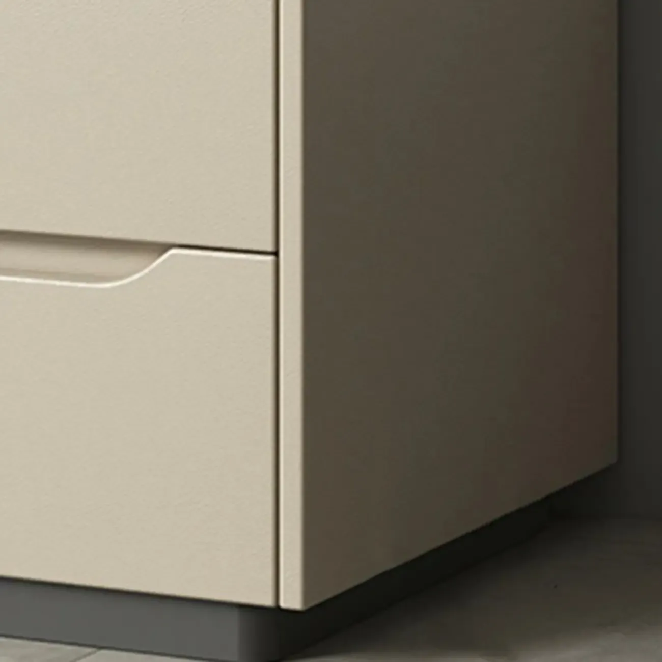 Modern Khaki Leather Stone Top 2-Drawer Nightstand Image - 14