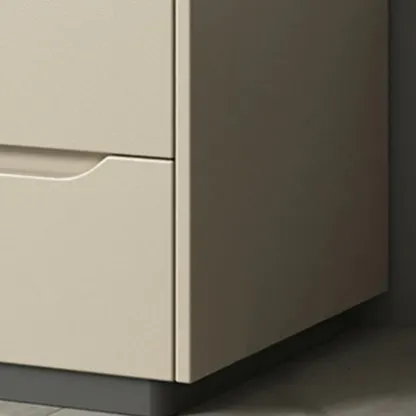 Modern Khaki Leather Stone Top 2-Drawer Nightstand Image - 14