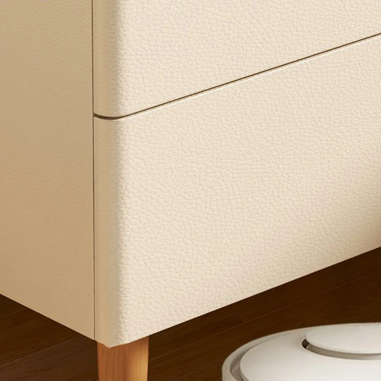 Modern Dark Gray Leather Stone Top 2-Drawer Nightstand Image - 9 | homeyfad