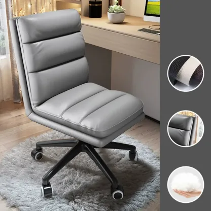 Modern Leather Adjustable Swivel Office Desk Chair Image - 8