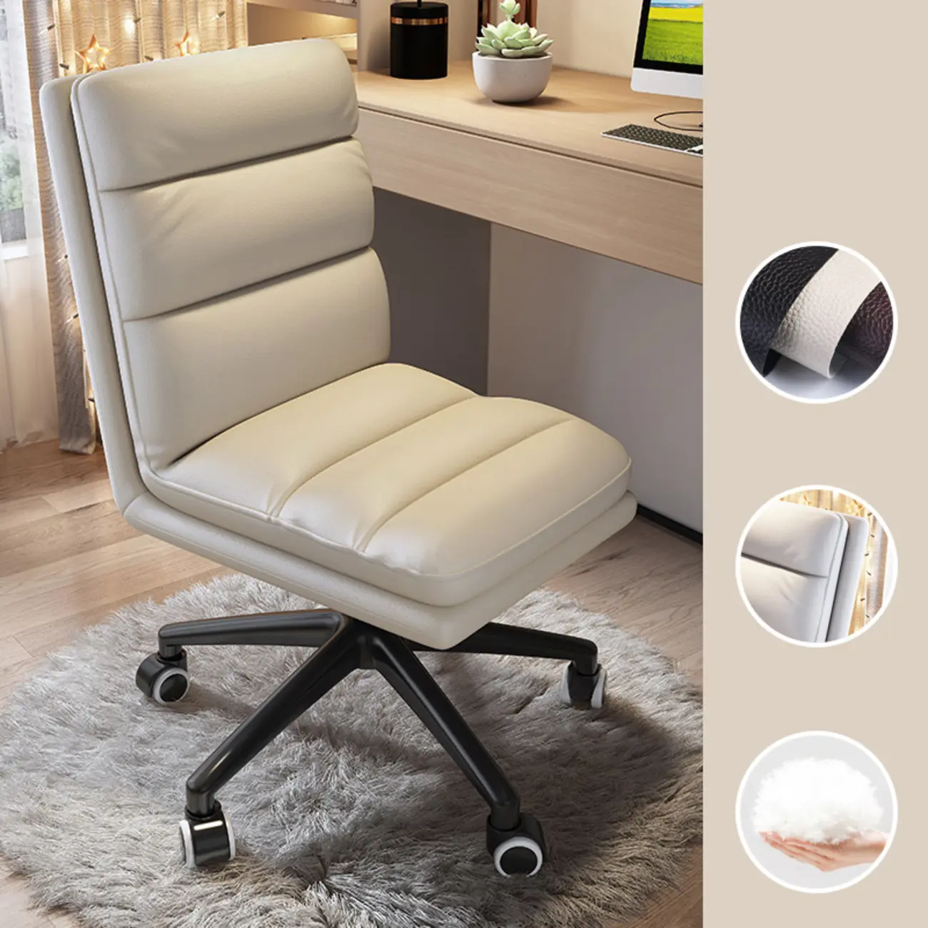 Modern Leather Adjustable Swivel Office Desk Chair Image - 7 | homeyfad