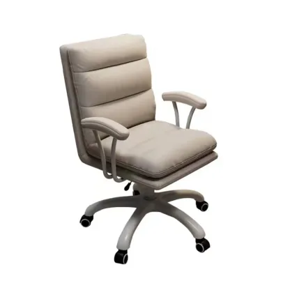 Modern Leather Adjustable Swivel Office Desk Chair Image - 12