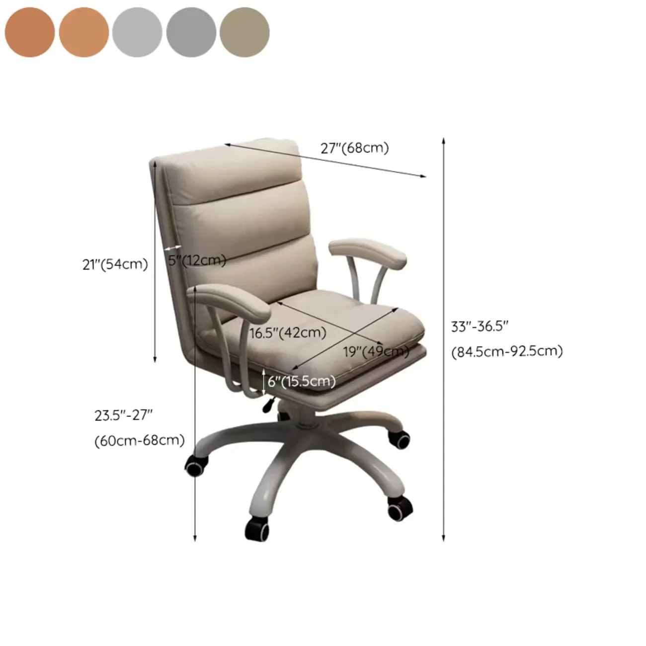 Modern Leather Adjustable Swivel Office Desk Chair #size