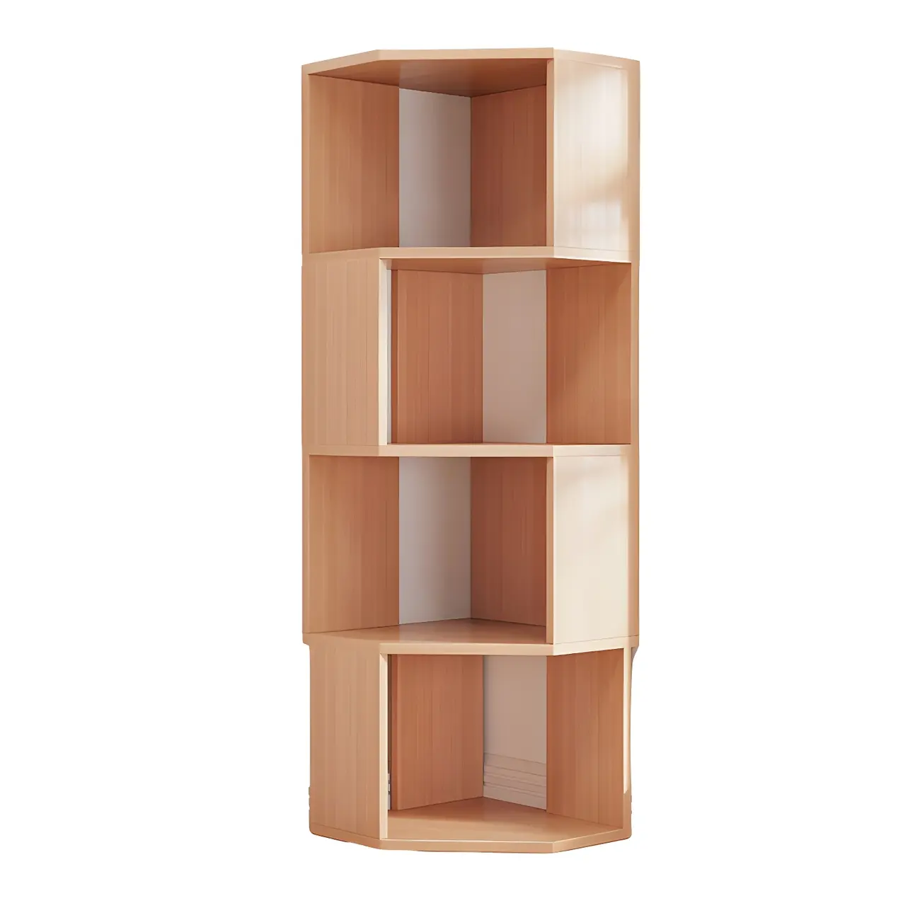 Modern 7-Shelf White Wood Corner Bookcase Image - 11 | homeyfad