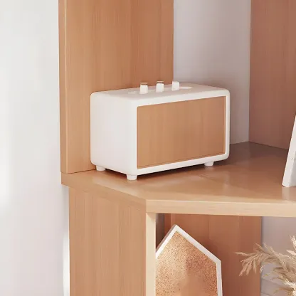 Modern 7-Shelf White Wood Corner Bookcase Image - 27