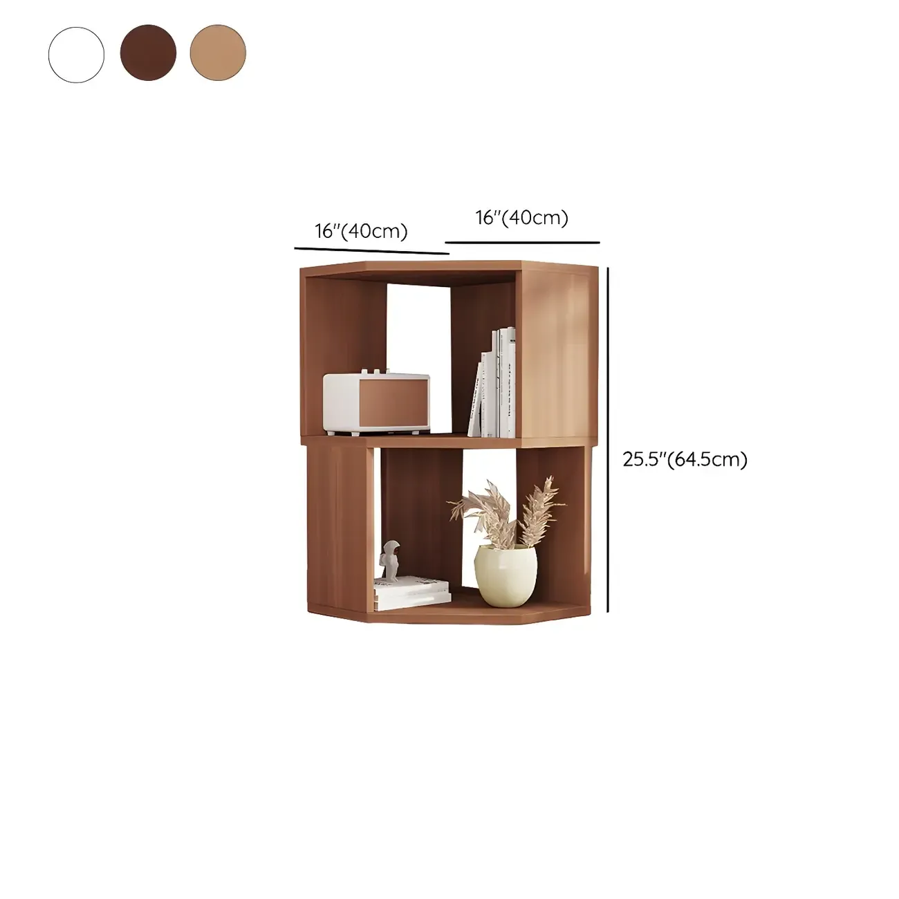 Modern 7-Shelf White Wood Corner Bookcase #size