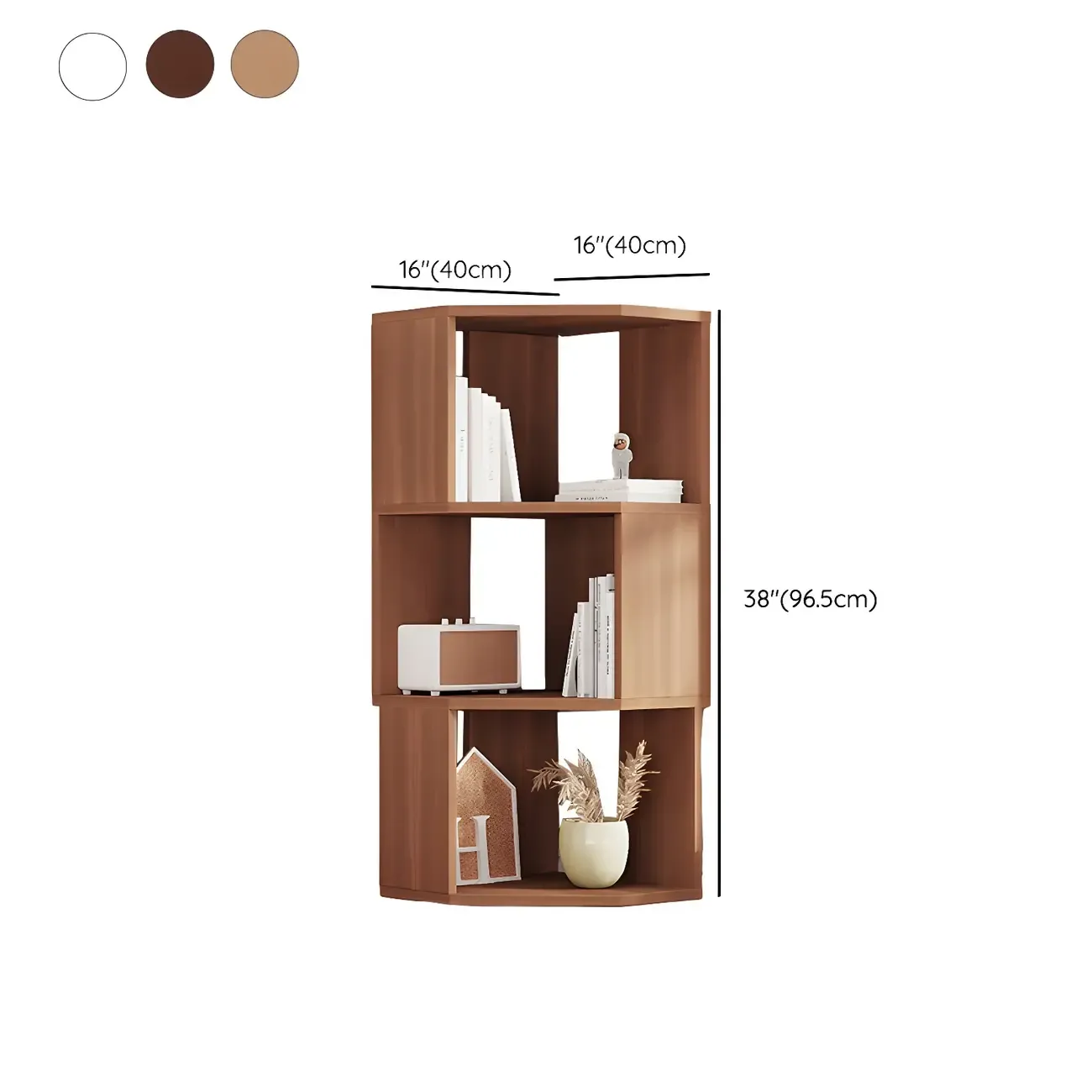 Modern 7-Shelf White Wood Corner Bookcase Image - 35