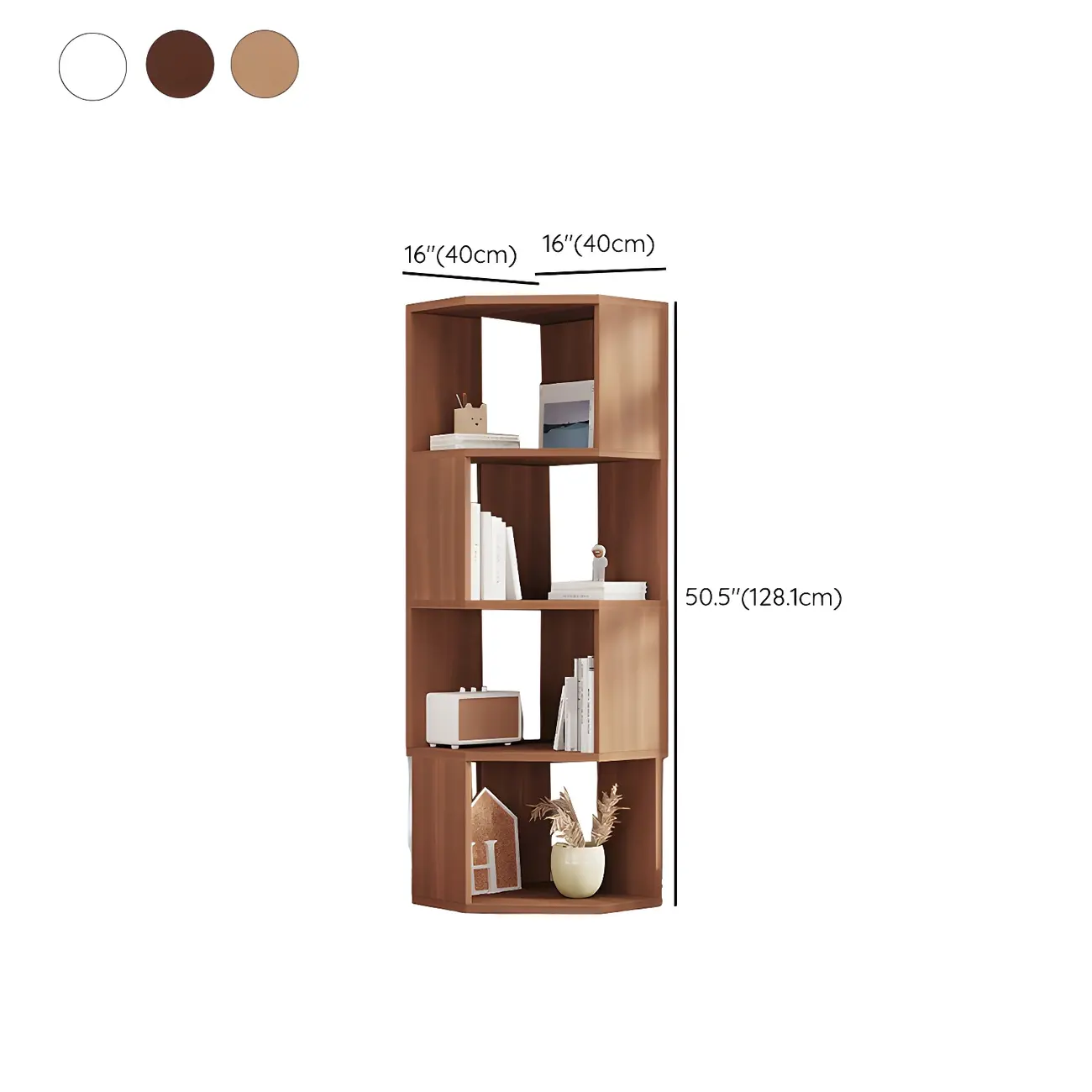 Modern 7-Shelf White Wood Corner Bookcase Image - 36 | homeyfad