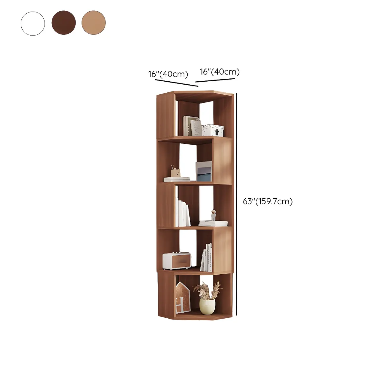 Modern 7-Shelf White Wood Corner Bookcase Image - 37 | homeyfad
