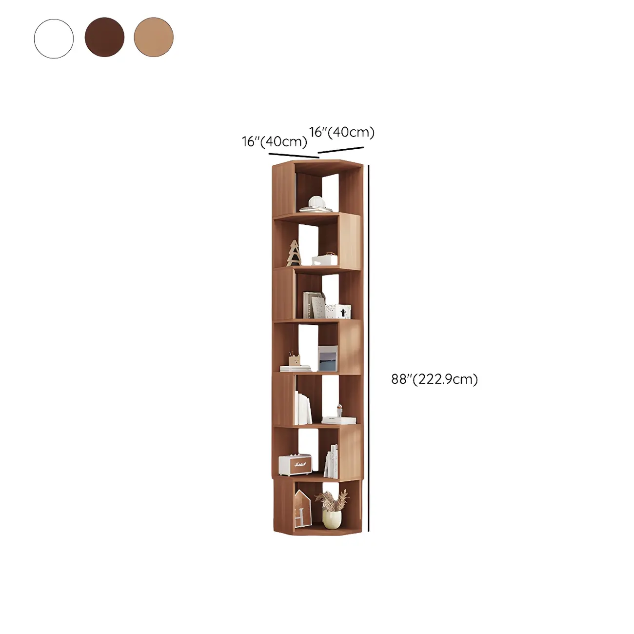 Modern 7-Shelf White Wood Corner Bookcase Image - 39 | homeyfad