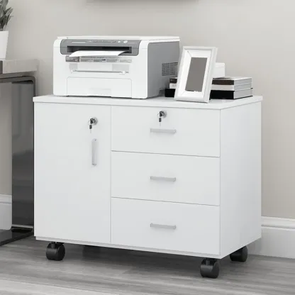 Elegant Wooden Lockable Filing Cabinet with 3-Drawers for Office Image - 7