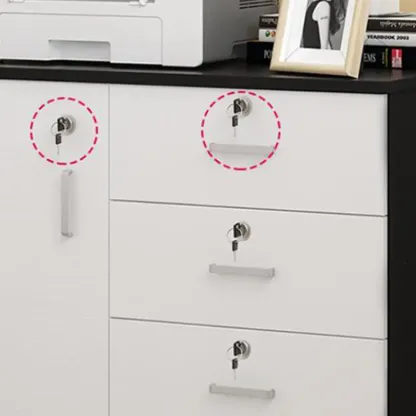 Elegant Wooden Lockable Filing Cabinet with 3-Drawers for Office Image - 15